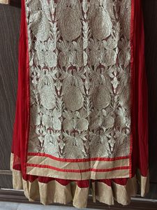 Red &amp; Gold Embroidered Anarkali
