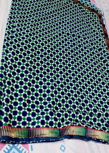 Blue & Green Patterned Saree