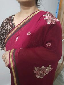 Maroon Embroidered Dupatta