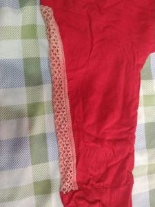 Red Top with Button Detail