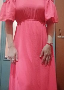 Coral Cold Shoulder Dress