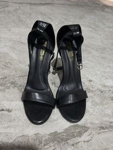 Black Ankle Strap Heels - Size 38