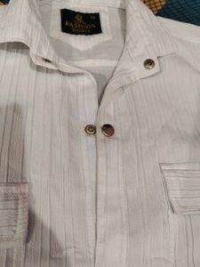 Textured White Trendy Shirt