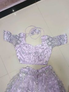 Lilac Embellished Lehenga Choli Set