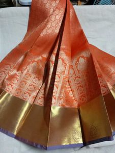 Orange Banarasi Silk Saree