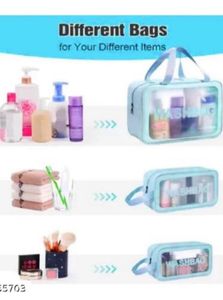 3-Piece Blue Wash Bag Set Combo