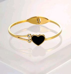 Gold Heart Bangle Bracelet
