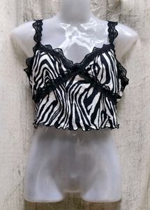 1849. Zebra Print Lace Cami Top