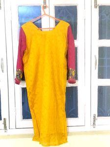 yellow embroidery kurta