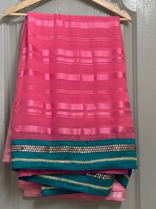 A Beautiful Ombre Pink Sare With Blouse