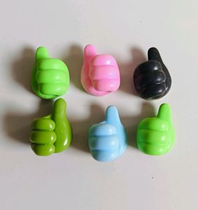 6 Pcs-Multi functional Hand Shape Wall Clip Hanger Keys Cable Holder ,thumb hook