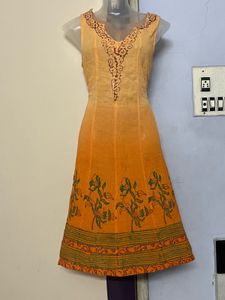 Orange Floral Embroidered Dress