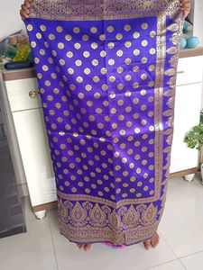 Blue &amp; Gold Benarasi Silk Saree