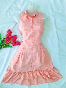 Cute Korean Ruffle Shirt Dress
