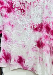 Embroidery Short Kurti Tie Die