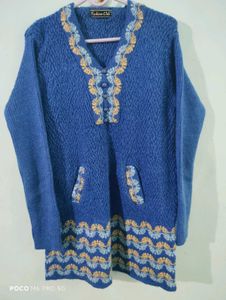 Blue Embroidered Tunic Top
