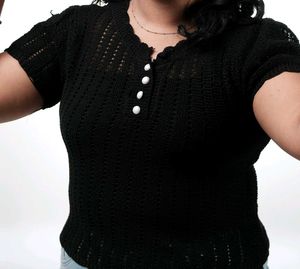 Cute Black Knit Top