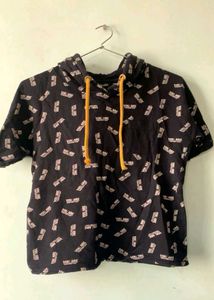 Printed Short Sleeve Hoodie
