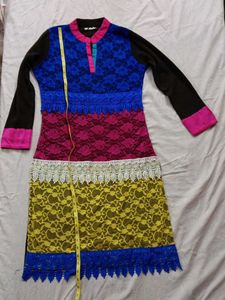 woolen multi Colorful Lace Kurti