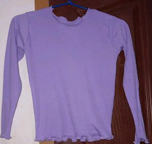 Lilac Ruffle Trim Long Sleeve Top