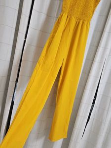 Mustard Yellow Smocked Jumpsuit