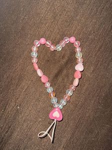 Pink Heart Beaded Phone Charm