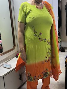 Orange And Green Suit Set