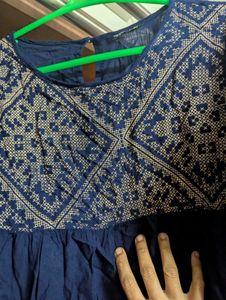 Navy Blue Semi Peplum Top