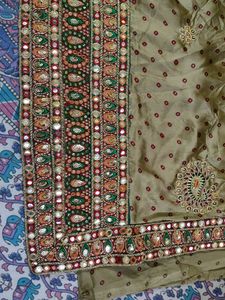 Elegant Green-Golden Saree
