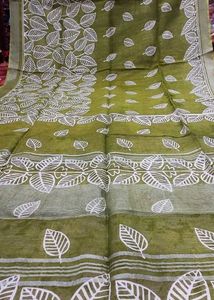 New Green Linen Saree