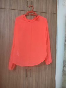 Coral V-Neck Blouse