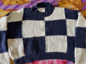 Checkerboard Cropped Sweater