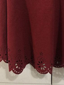 Floral Design Maroon Short Skirt