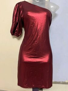 Burgundy One-Shoulder Mini Dress