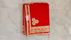 Red Embellished  Saree
