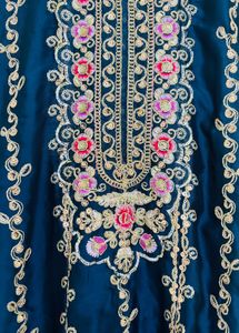 Elegant Embroidered Navy Blue Dress