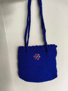 Blue Crochet Sling Bag