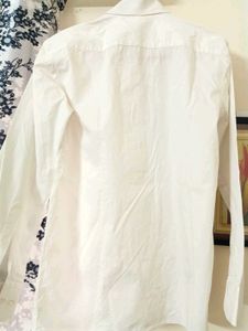 Mens White Designer Button Down Shirt
