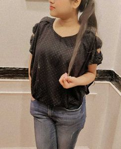 Black Polka Dot Cold Shoulder Top