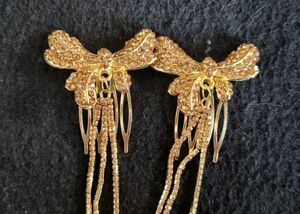 Gold Hair Jewelry with Rhinestone