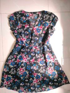Mini Floral V Neck Pretty Dress For Women