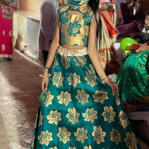 Gold Floral Lehenga Set For 12-13 Year Girl