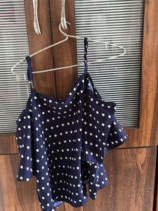 Polka Dot Cold Shoulder Top