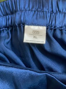 Navy Blue Satin Crop Top n scrunching skirt.