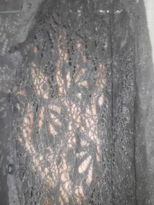 Lacy Sheer Charcoal Shirt