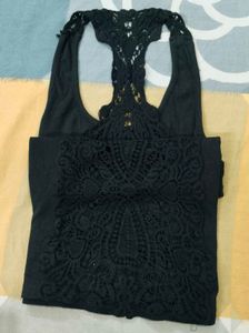 Black Tank Top with Lace Detail