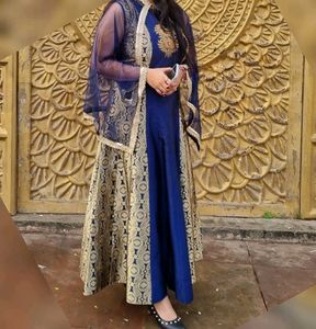 Blue &amp; Gold Embroidered Indian Dress