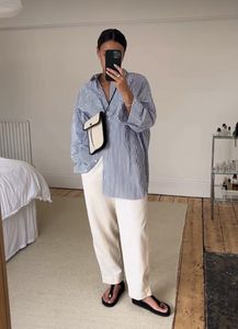 Oversized Pintresty Navy Blue Strips Shirt