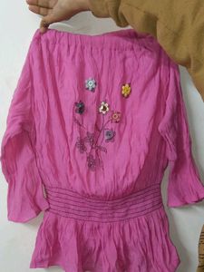 Pink Floral Embellished Top