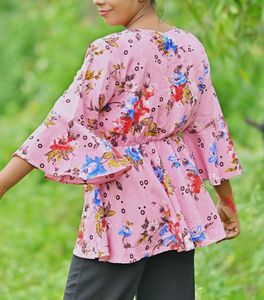 Floral Print Pink Blouse